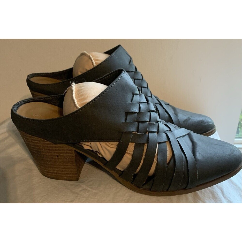 Universal Thread Aiden Blue-Gray Mules Booties Slip On Womens Sz 11 Block Heel